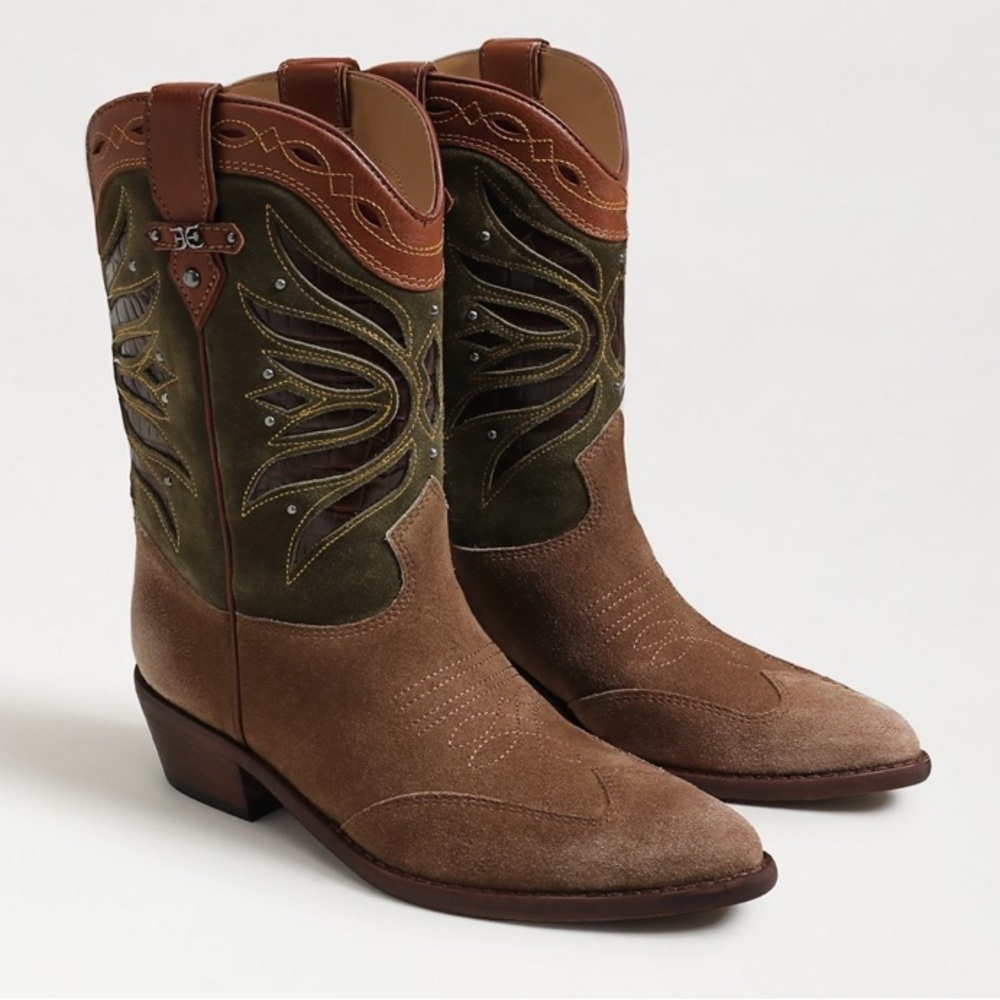 Sam Edelman Brown and Olive Heeled Boots